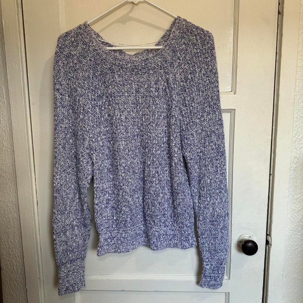 Free People Blue & White Marled Knit Sweater